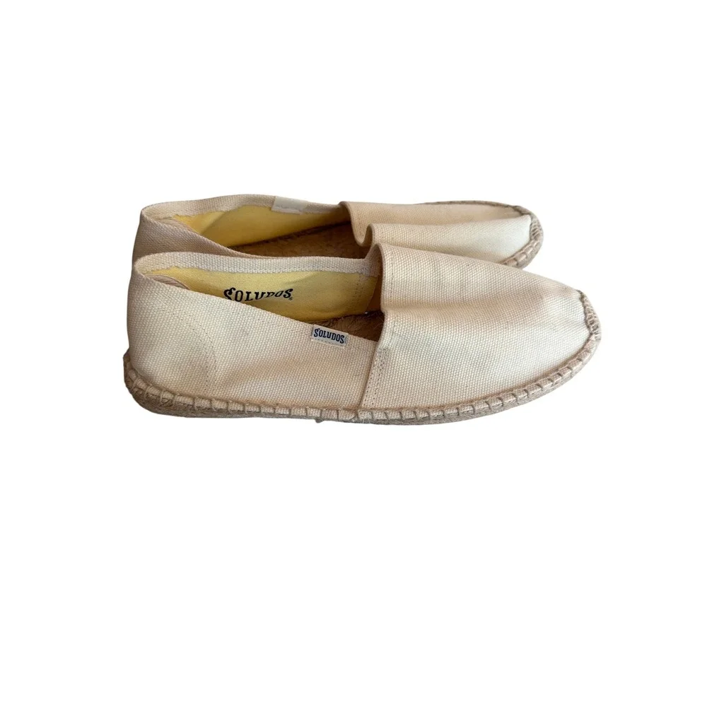 Soludos Espadrille Beige Canvas Dali Slip On Flats Jute Sole Mens 8 Womens 10